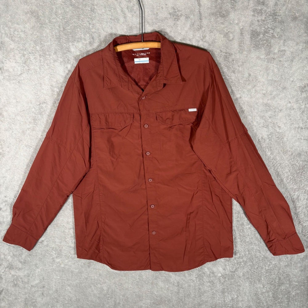 Columbia Mens Silver Ridge Long Sleeve Hiking Shirt Rust Red AM7453 Large Hiking